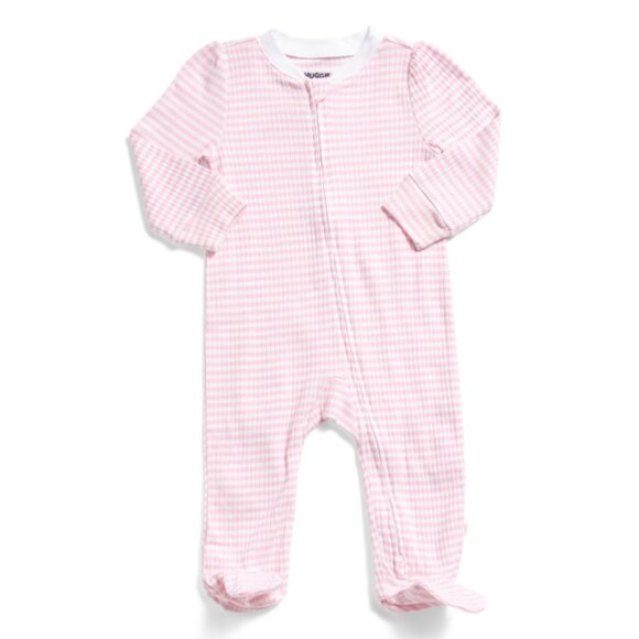 HUGGIES Orchid Pink Infant Girls Ribbed Footed Coveralls - Picture 1 of 2